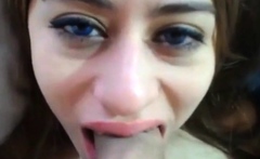 The girl with plump lips fucked hard in her mouth